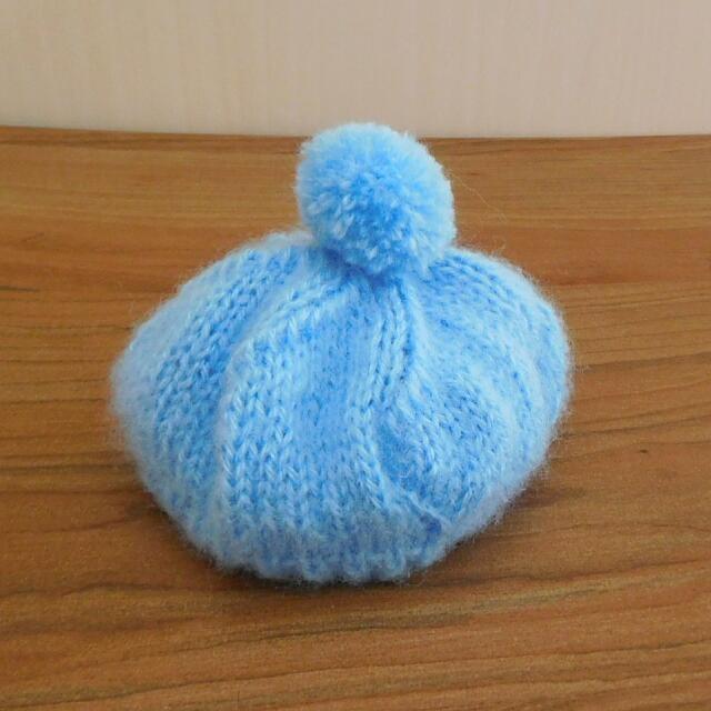 テディベア　水色の帽子とマフラーの手編みぬいぐるみ 40cm テディベア 水色の帽子とマフラーの手編みぬいぐるみ 40cm