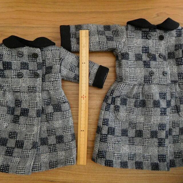 お人形のコート 人形用 チェック ウール ロングコート 人形用コート ドール ドール用