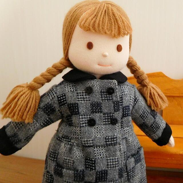 人形用 チェック ウール ロングコート 人形用コート ドール ドール用