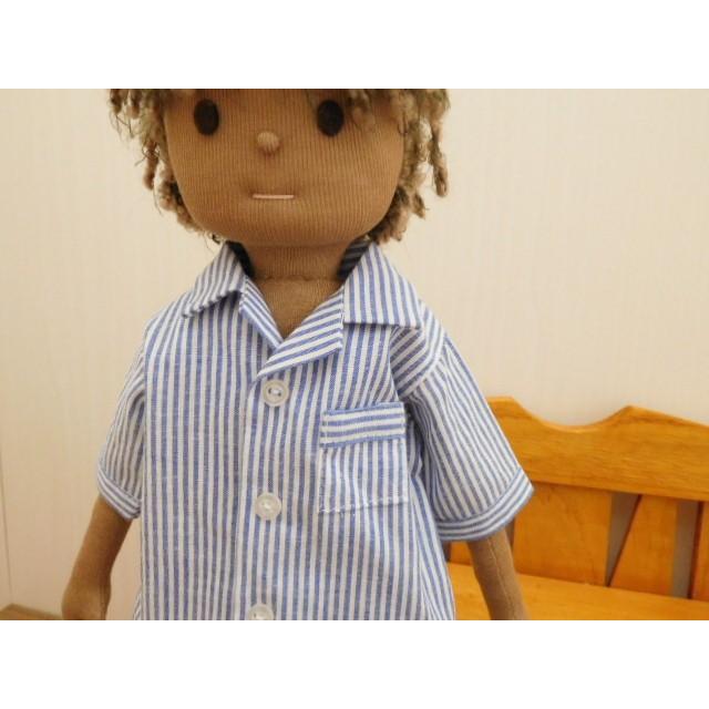 約50cm水玉ドレス　ストライプTシャツ人形セット手作りレトロポップ女の子男の子 手作り 布製 着せかえ 人形 星柄シャツ 男の子 着せ替え セット 34cm