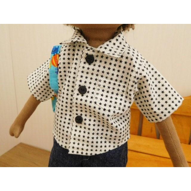 手作り 布製 着せかえ 人形 星柄シャツ 男の子 着せ替え セット 34cm
