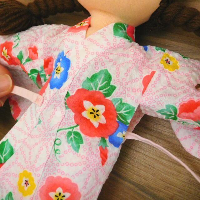 手作り 布製 和服人形 女の子 浴衣 あさがお柄 セット きせかえ人形