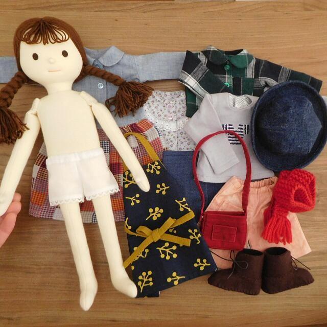 手作り 布製 人形 着せ替え セット ドール 布人形 34cmサイズ AW F 70%