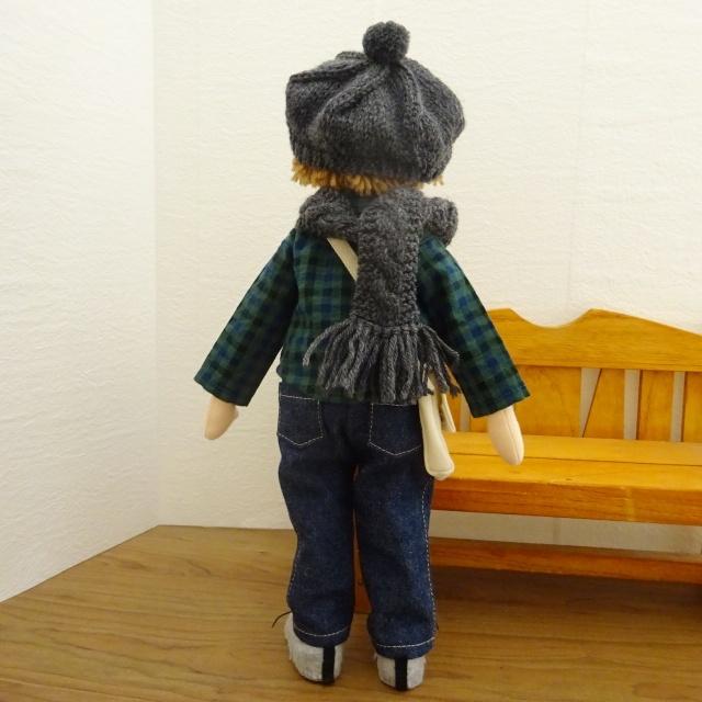 手作り 人形 男の子 チェックシャツ ジーンズ 着せ替え セット 34cm