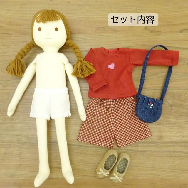 着せ替え人形 赤いTシャツ 女の子 セット 34cmサイズ 手作り ミックス