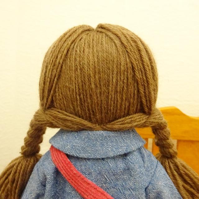 手作り 布製 着せ替え 人形 ブルー ワンピース ピンク マフラー 女の子 セット 28cmサイズ_3