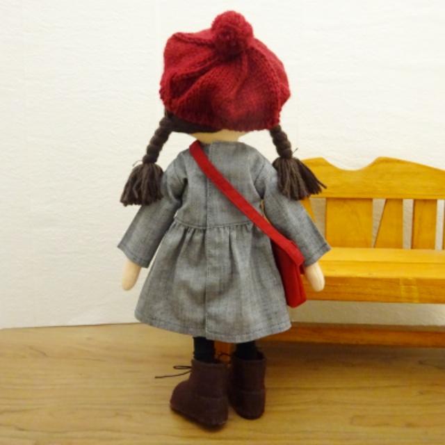 手作り 着せ替え 人形 ピンタック ワンピース チェック ストール 女の子 28cmサイズ_11