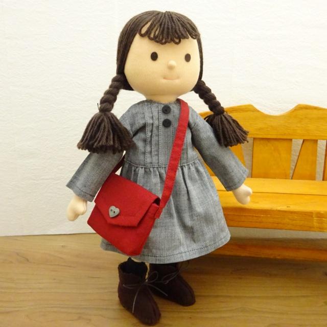 手作り 着せ替え 人形 ピンタック ワンピース チェック ストール 女の子 28cmサイズ_7