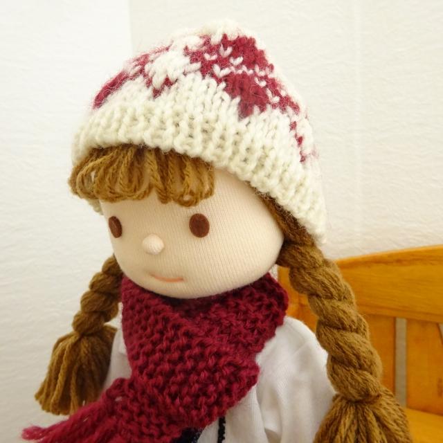 人形用 ニット帽 アーガイル グレー ネイビー ボルドー ピンク オフ