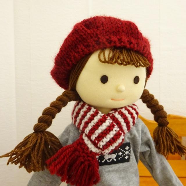 人形用 ボーダー マフラー 35cm 40cm ネイビー ボルドー ピンク