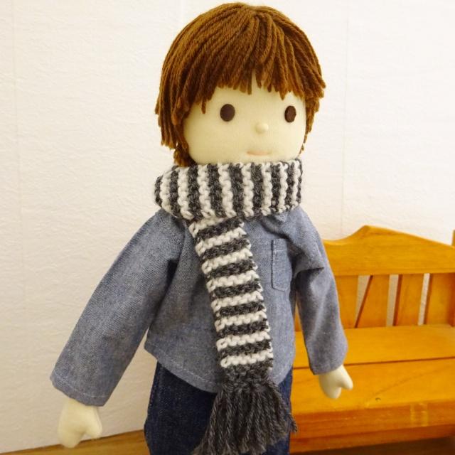 人形用 ボーダー マフラー 35cm 40cm ネイビー ボルドー ピンク