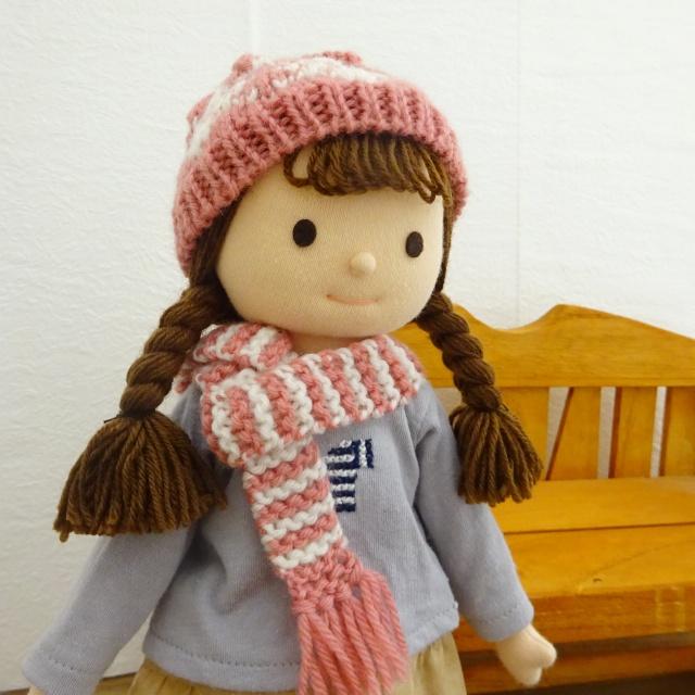 人形用 ボーダー マフラー 35cm 40cm ネイビー ボルドー ピンク