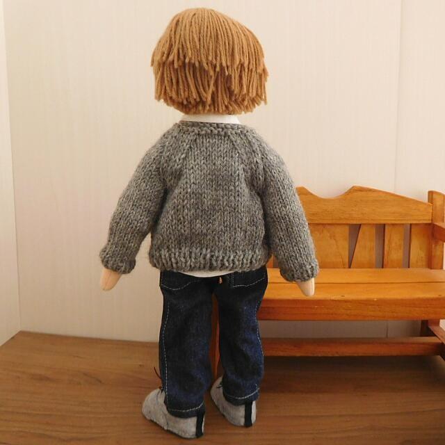 ドール用 BIGサイズカーディガン 人形用 カーディガン ウール 手編み ドール ドール用 : ミックスジャム