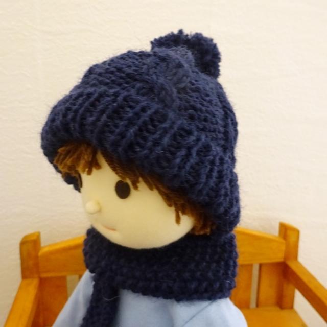 人形用 ニット帽 縄編み ドール用 ピンク 生成 紺 ミックスジャム