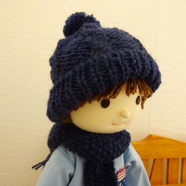 人形用 ニット帽 縄編み ドール用 ピンク 生成 紺 ミックス
