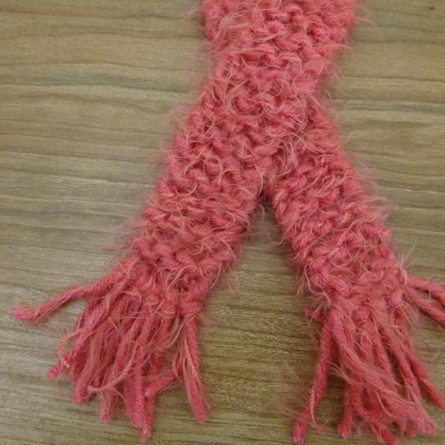 人形用 マフラー 35cm 40cm ふわふわ ピンク 手編み : ミックスジャム