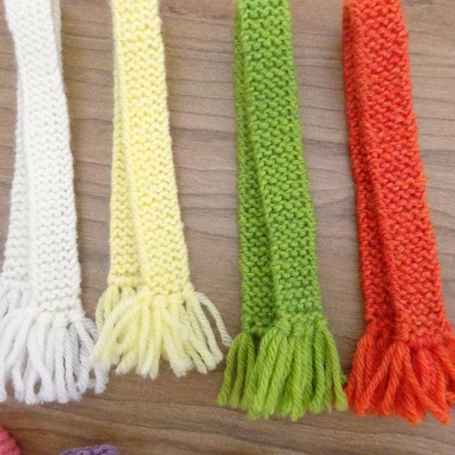ドール用 フリンジ マフラー 長さ 20cm 幅 1.5cm 白 黄 緑 オレンジ