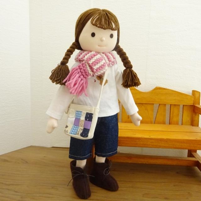 人形用 マフラー ぬいぐるみ フリンジ 赤 ピンク 白 緑 水色 35cm 40cm