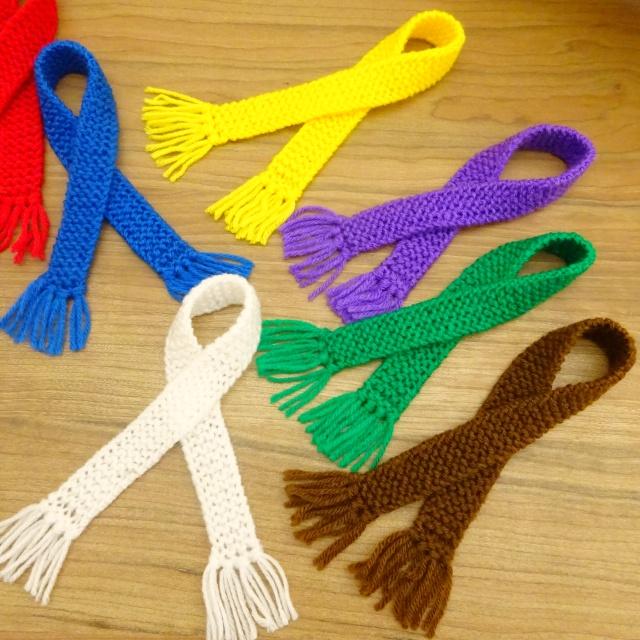 ドール用 フリンジ マフラー 長さ 25cm 30cm 幅2cm 白 黄 赤 茶 緑 青