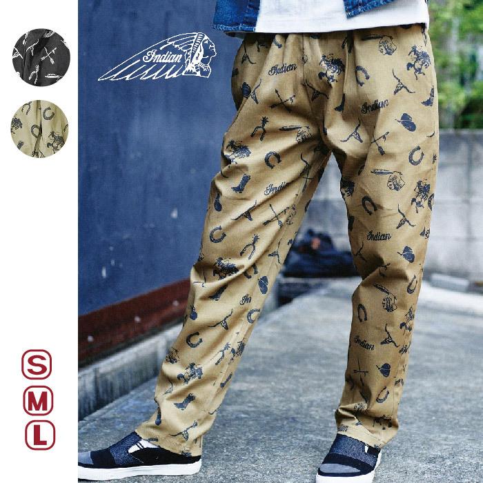 テーパードパンツ メンズ ゆったり レディース Indian インディアン ウエストゴム アメカジ ストレッチ ツイル おしゃれ カジュアル コットン MIXMOTION ミック | INDIAN