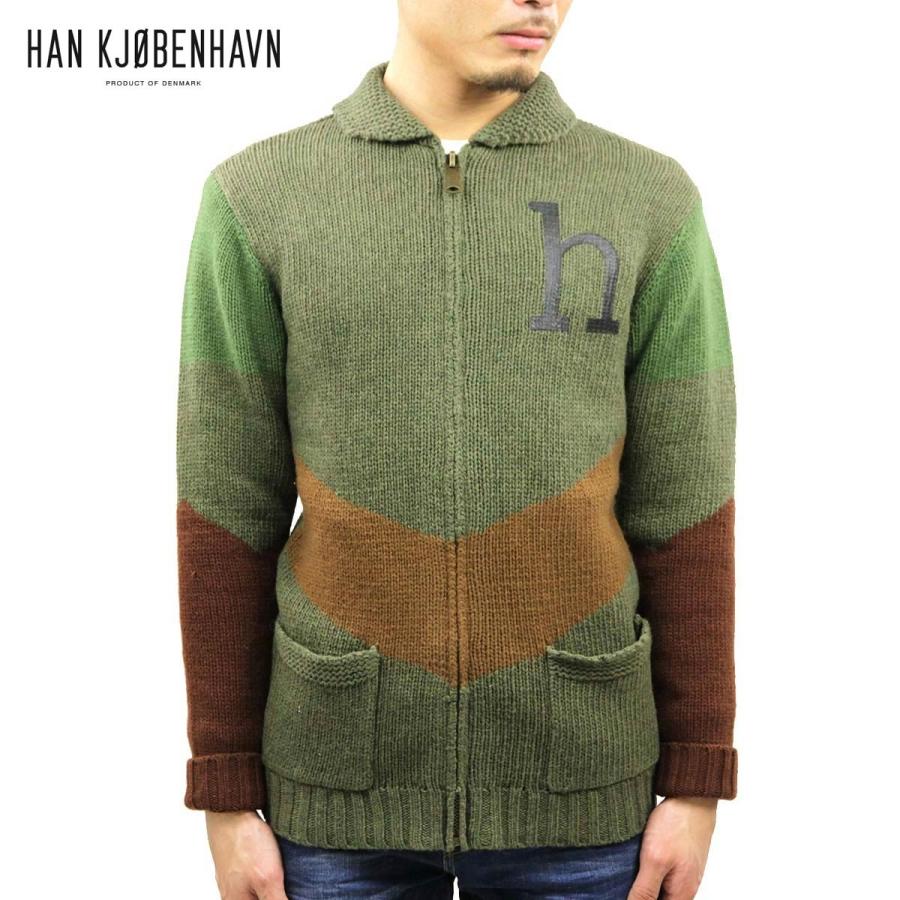 ハン HAN KJOBENHAVN 正規販売店 メンズ パーカー SPLIT CARDIGAN オリーブ