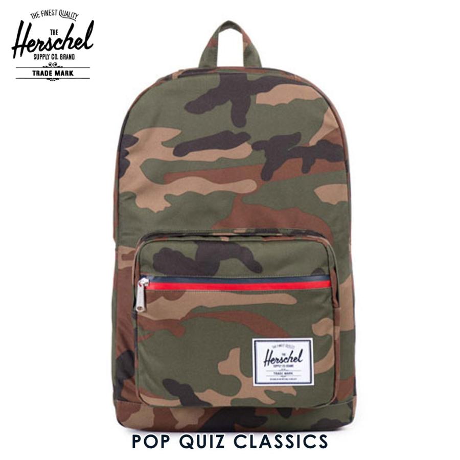 ハーシェル バッグ 正規販売店 Herschel Supply ハーシェルサプライ バッグ POP QUIZ CLASSICS 10011-00699-OS WOODLAND CAMO/NAVY&RED ZIPPER D15S25｜mixon