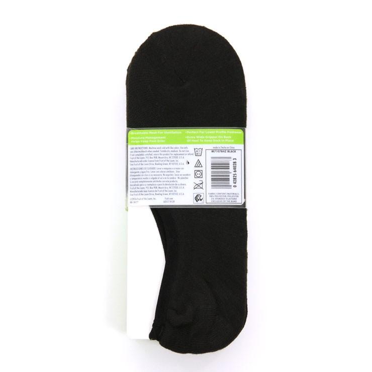 フルーツオブザルーム FRUIT OF THE LOOM 正規品 靴下 MENS INVISIBLE LINER SOCKS 4PAIRS M7106B4Z BLACK Size.6-12｜mixon｜03