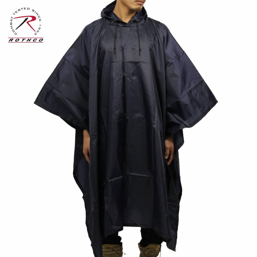 ROTHCO - 【賞与金バス発着場 誰でも+5% 4/17 0:00〜4/19 23:59】 ロスコ 定め事品 メンズ 雨合羽 G.I. TYPE RIP-STOP PONCHO 4966 NAVY BLUE