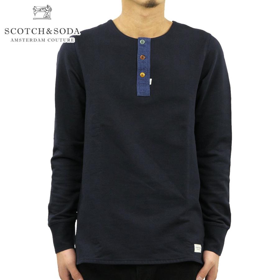 スコッチアンドソーダ ロンT メンズ 正規販売店 SCOTCH＆SODA 長袖Tシャツ Longsleeve granddad tee in lightweight felpa quality with neps 101585 04 D00S20｜mixon