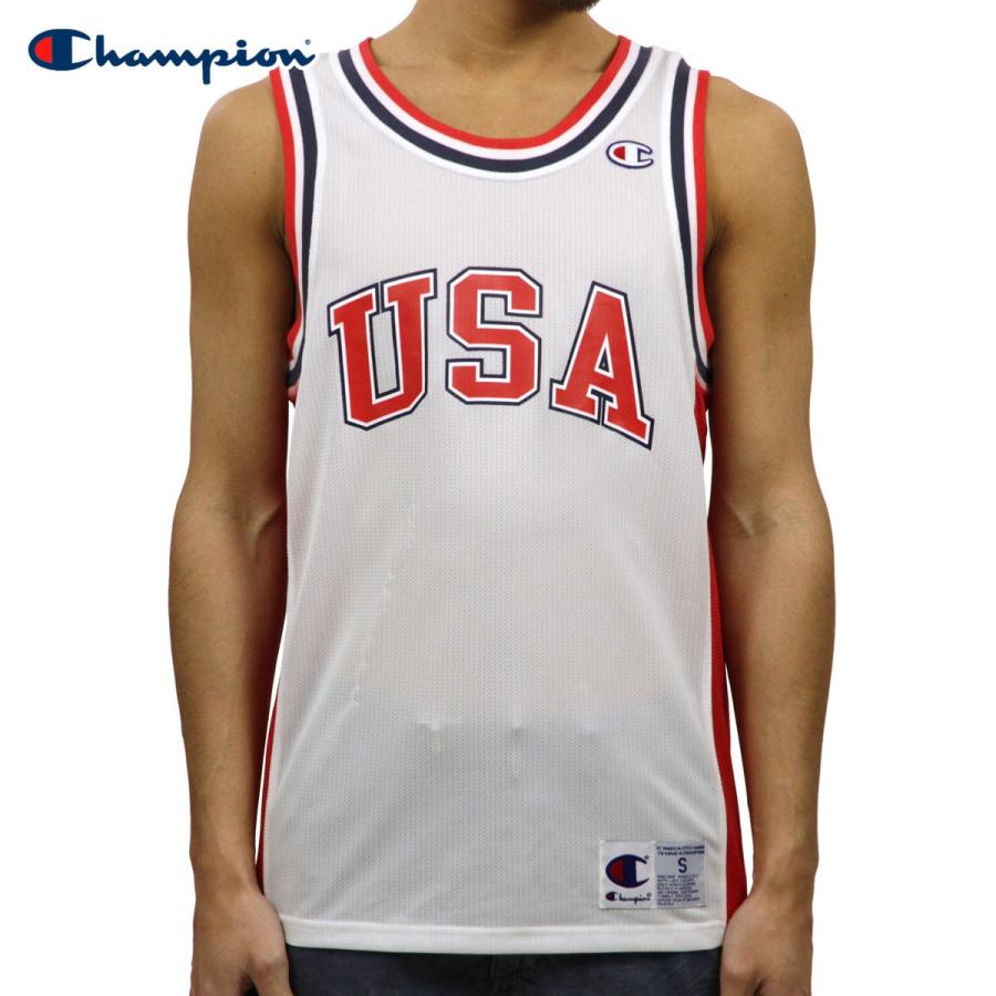 チャンピオン タンクトップ メンズ 正規品 CHAMPION TANK TOP T8831P City Mesh Jersey 0G6-WHITE/TEAMREDSCARLET | Champion
