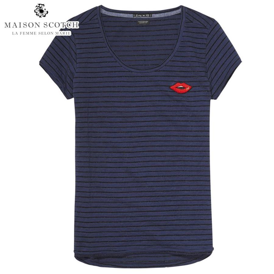 メゾンスコッチ MAISON SCOTCH 正規販売店 レディース 半袖Tシャツ VARIOUS STRIPES SHORTSLEEVE TEE 137406 21 COMBO E｜mixon