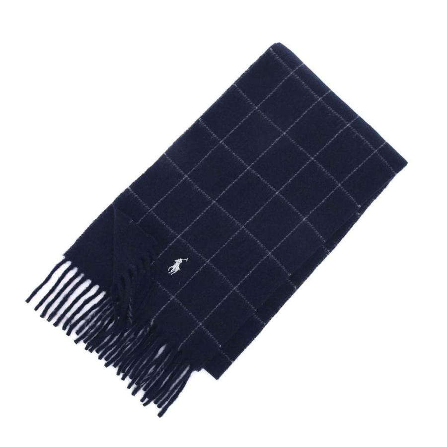 ポロ ラルフローレン メンズ レディース マフラー 正規品 POLO RALPH LAUREN スカーフ リバーシブル ロゴ REVERSIBLE WINDOWPANE SCARF PC0743 443 CLASSIC NAVY POLO RALPH LAUREN（ポロ・ラルフローレン） ポロ ラルフローレン