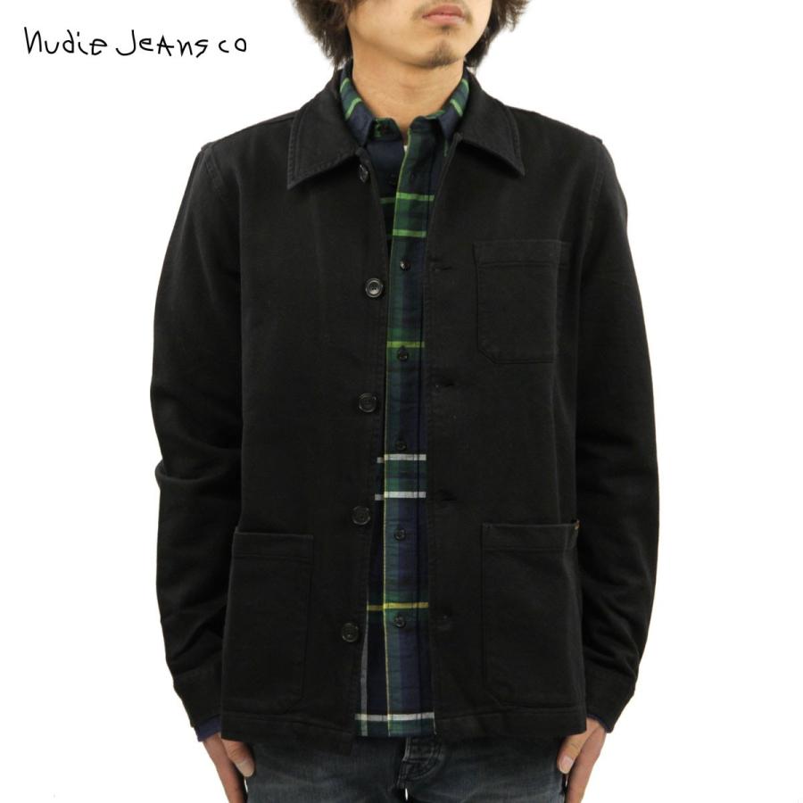 ヌーディージーンズ ジャケット メンズ 正規販売店 Nudie Jeans アウター カバーオール BARNEY WORKER JACKET BLACK B01 160676