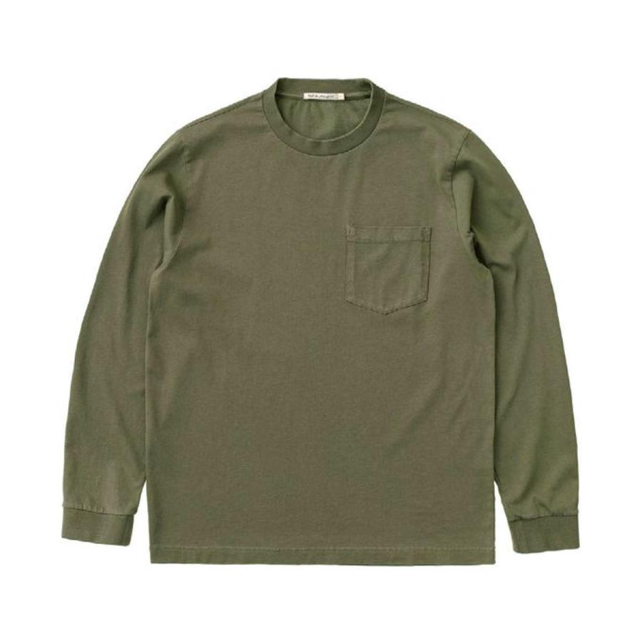 ヌーディージーンズ ロンT メンズ 正規販売店 Nudie Jeans 長袖Tシャツ ポケT 無地 RUDI HEAVY POCKET LONG SLEEVE TEE ARMY G06 131713｜mixon｜05