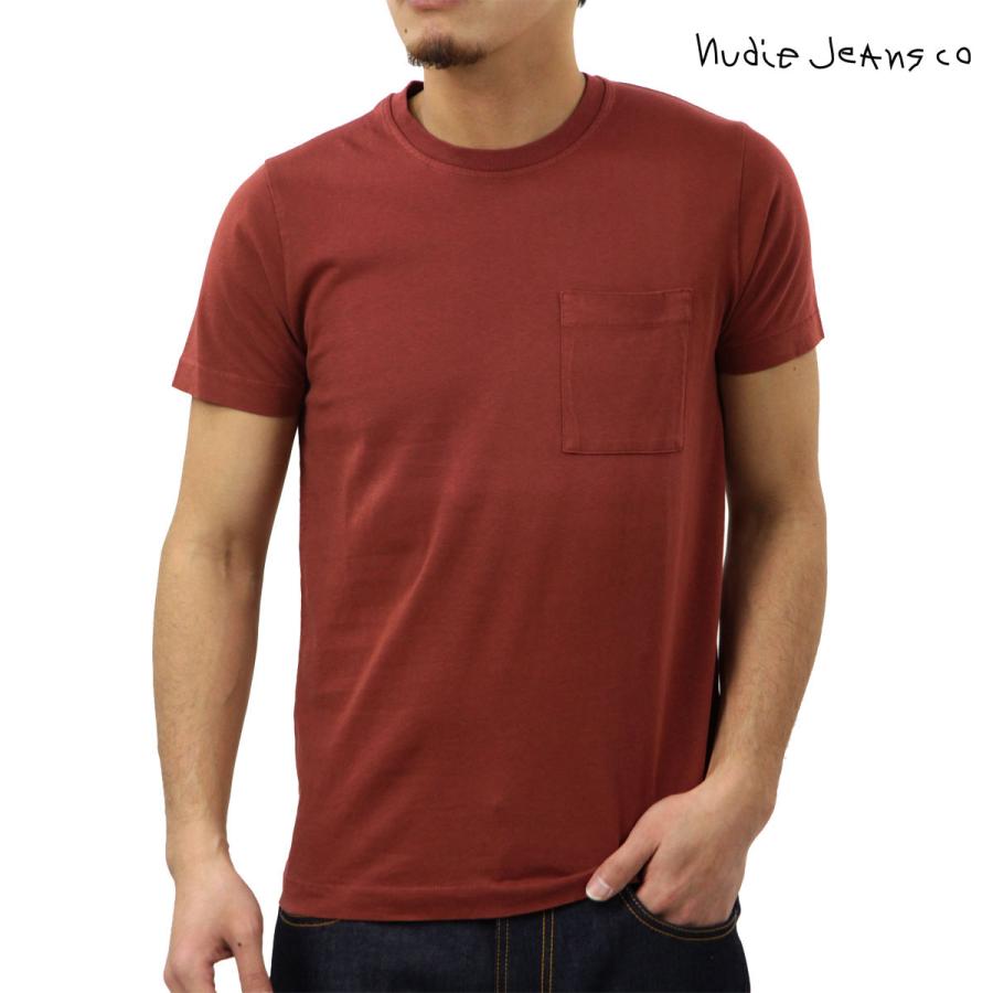 ヌーディージーンズ メンズ 半袖Tシャツ 正規販売店 Nudie Jeans クルーネック ポケT ROY CREW NECK ONE POCKET TEE BRICK 父の日 プレゼント ラッピング | Nudie Jeans