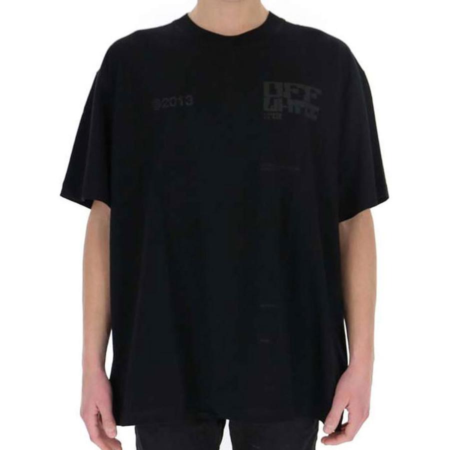 オフホワイト Tシャツ メンズ 正規品 OFF-WHITE 半袖Tシャツ バックプリント TECH MARKER SHORT SLEEVE OVER TEE BLA 父の日 プレゼント ラッピング｜mixon