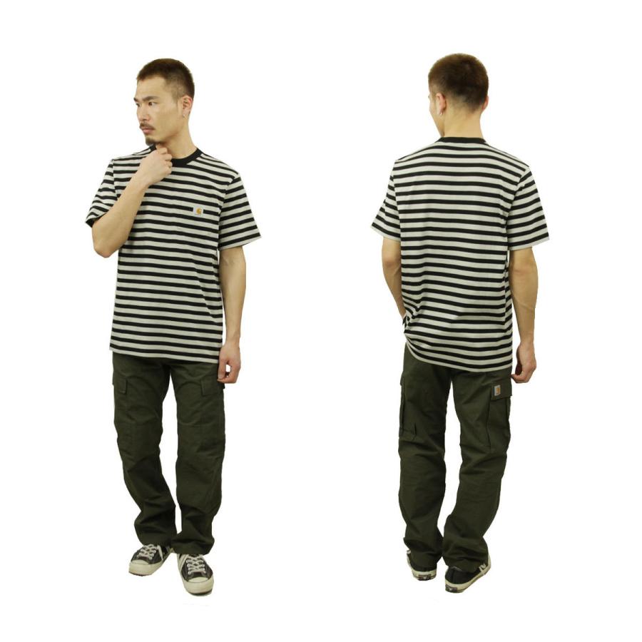 カーハート ポケT メンズ 正規品 CARHARTT WIP 半袖Tシャツ ポケットTシャツ ボーダー柄 S/S SCOTTY POCKET T-SHIRT SCOTTY STRIPE, BLACK / HAMMER I027732 0K1｜mixon｜11