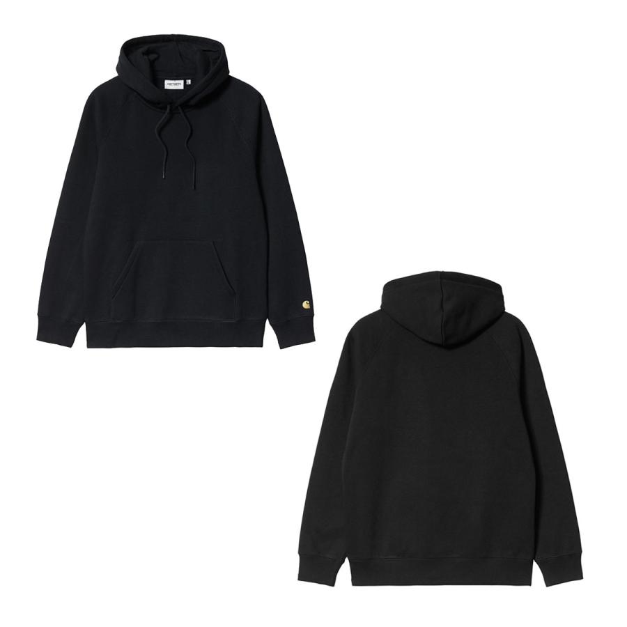 カーハート パーカー メンズ 正規品 CARHARTT WIP ワンポイント ロゴ プルオーバーパーカー HOODED CHASE SWEATSHIRT PULLOVER PARKA BLACK / GOLD I033661 / I026384 00FXX Carhartt（カーハート） パーカー メンズ 正規品 CARHARTT WIP プル