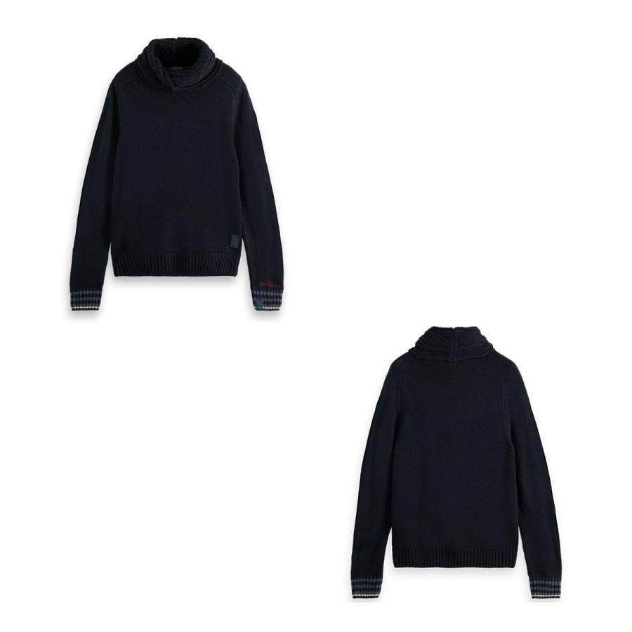 スコッチアンドソーダ セーター メンズ 正規販売店 SCOTCH&SODA ニット プルオーバーセーター WOOL-BLEND TWISTED COLLAR  父の日 プレゼント ラッピングの画像