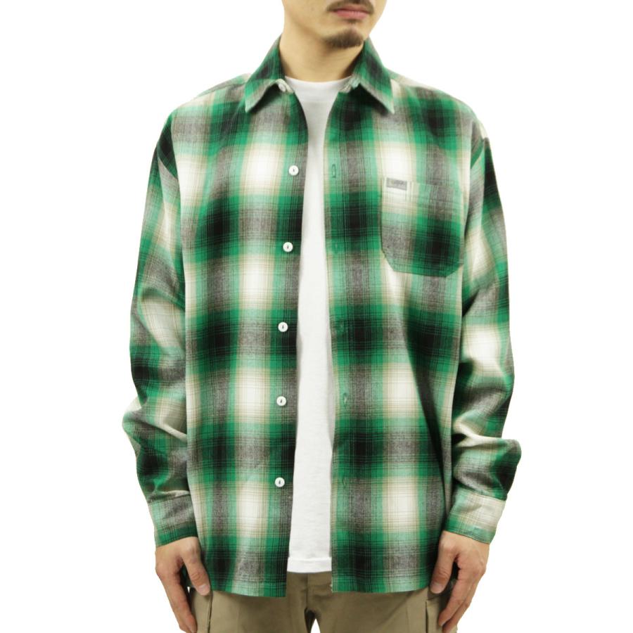 キャルトップ 長袖シャツ メンズ 正規品 CALTOP ACRYLIC OMBRE CHECK LONG SLEEVE SHIRTS カルトップ チェックシャツ ネルシャツ 2000LS GREEN / WHITE |  | 01