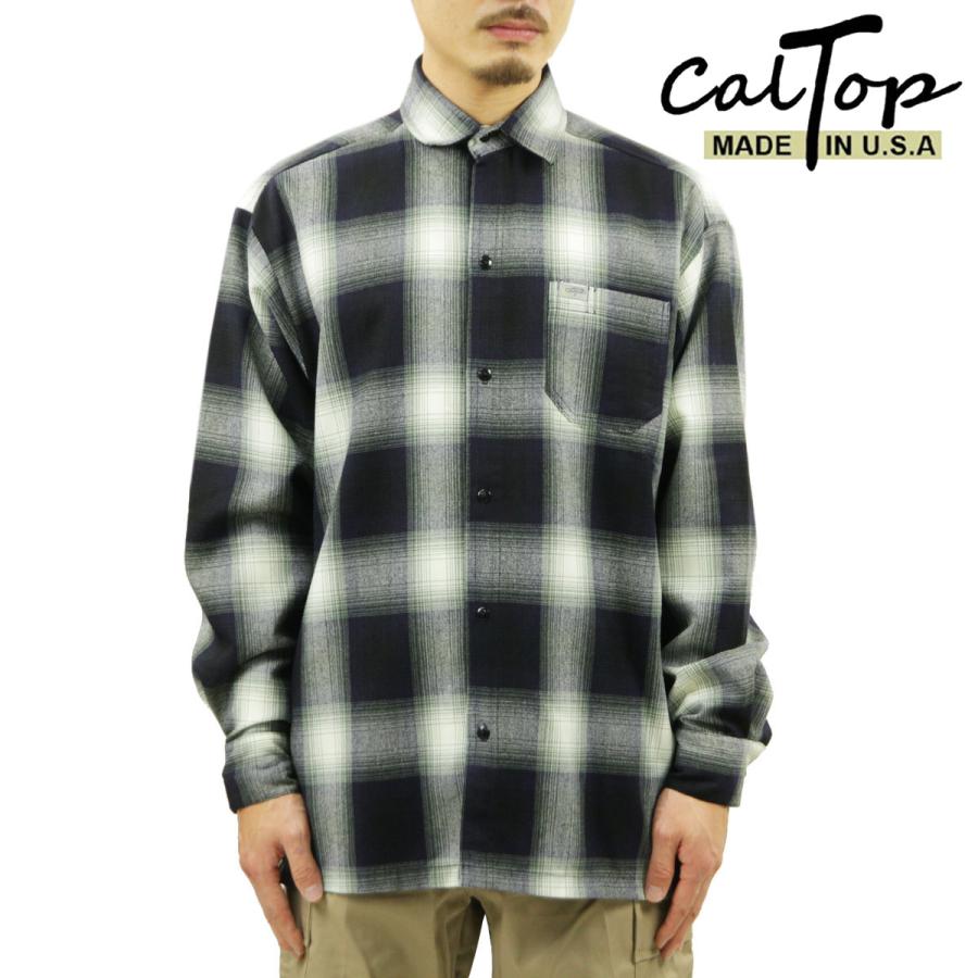 キャルトップ 長袖シャツ メンズ 正規品 CALTOP ACRYLIC OMBRE CHECK LONG SLEEVE SHIRTS 長袖 チェックシャツ ネルシャツ 2000LS NAVY / IVORY | 