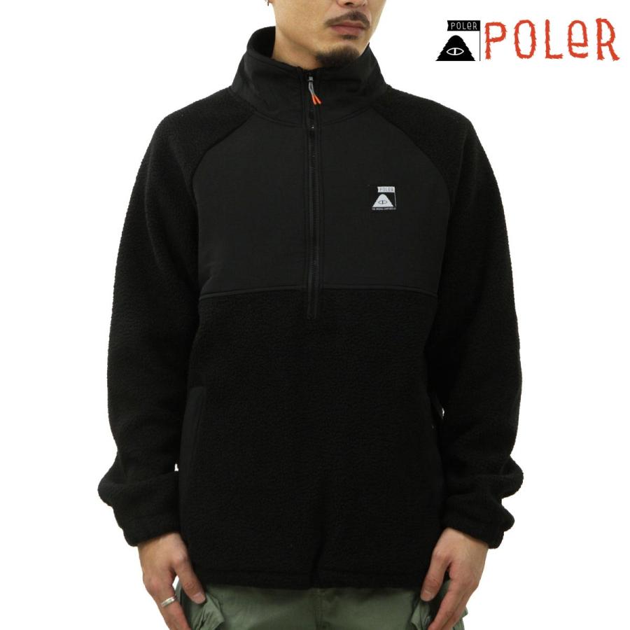 ポーラー メンズ フリースジャケット 正規販売店 POLER アノラックジャケット アウター CAMP SHERPA ANORAK 233APM6104 BLACK | POLeR
