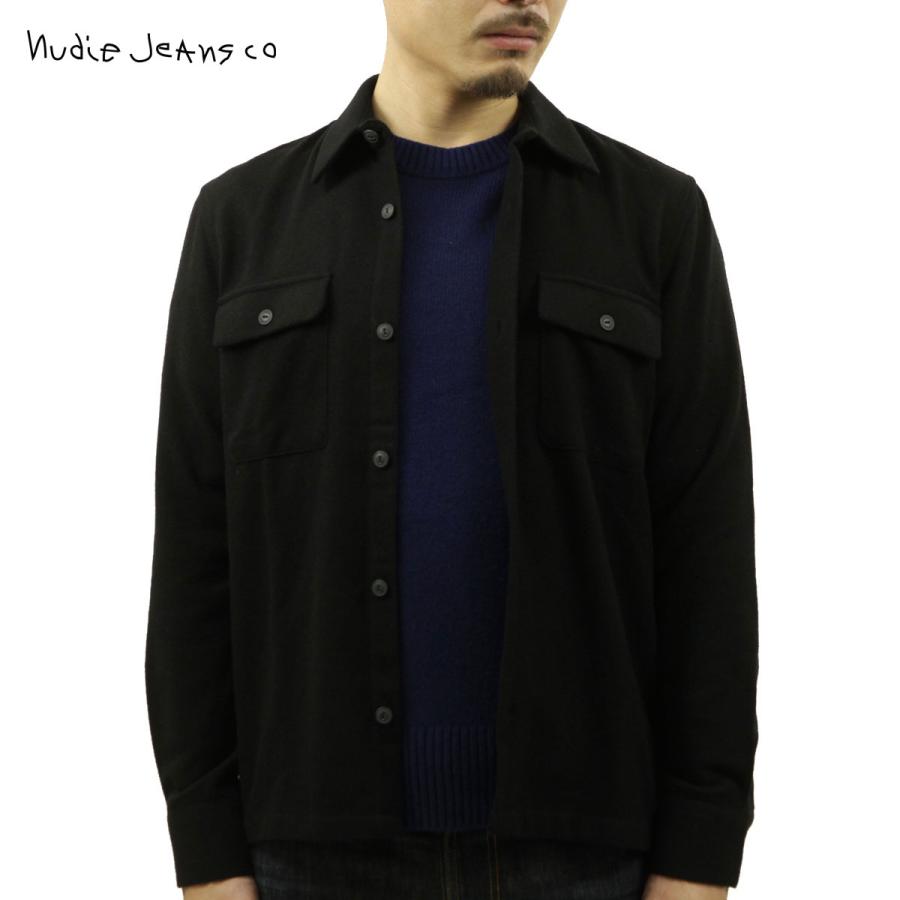 ヌーディージーンズ シャツジャケット メンズ 正規販売店 Nudie Jeans 長袖 ボタンダウン ウール カジュアルシャツ STEN WOOL SOLID OVERSHIRT 140667 B01 BLACK クリスマス プレゼント ラッピング Nudie Jeans（ヌーディージーンズ） シャツジャケット メンズ 正規販売