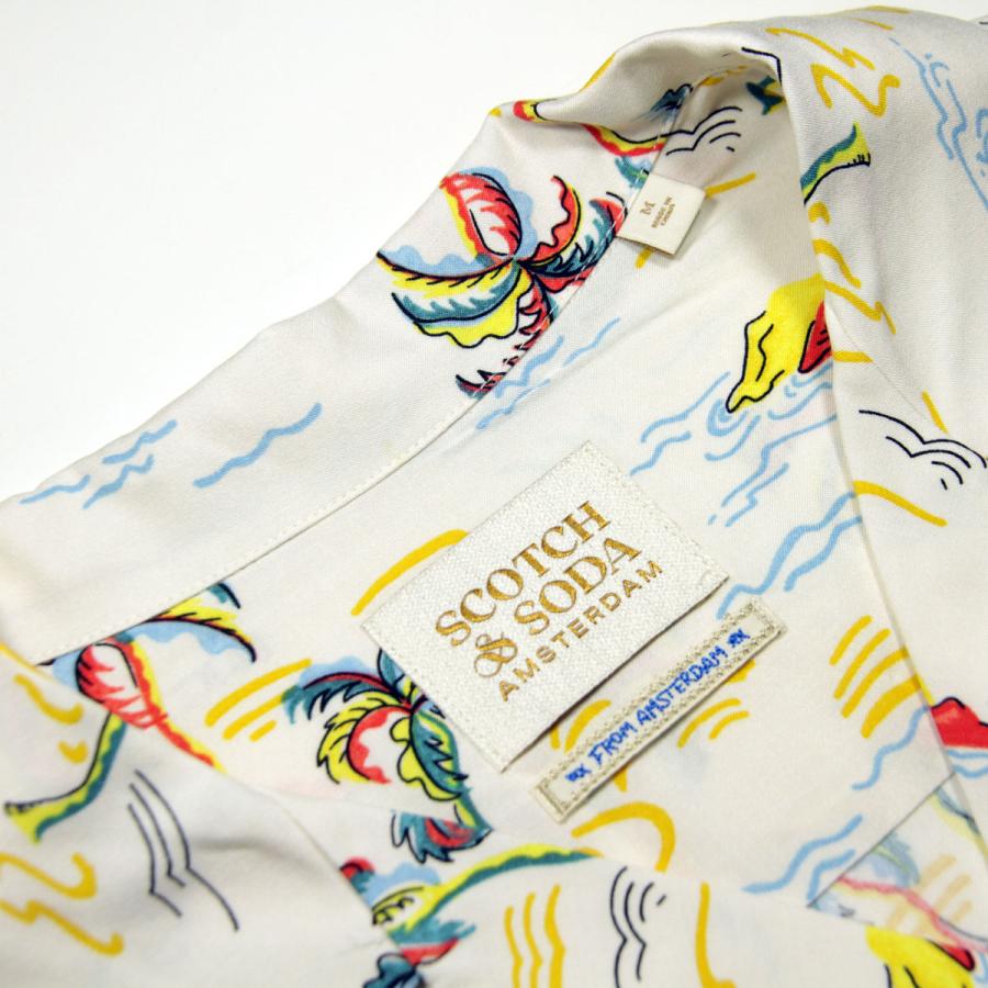スコッチアンドソーダ メンズ 半袖シャツ 正規販売店 SCOTCH＆SODA 開襟シャツ アロハシャツ SHORT SLEEVED PRINTED CAMP SHIRT 171643 5739 72406 90 WHTPLLA クリスマス プレゼント ラッピング SCOTCH＆SODA（スコッチアンドソーダ） メンズ 半袖シャツ 正規販売店