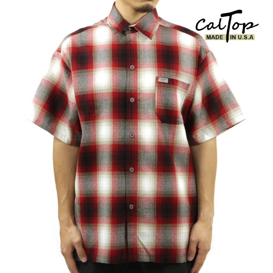 【ボーナスストア 誰でも+5% 8/7 0:00〜8/9 23:59】 キャルトップ メンズ 半袖シャツ 正規品 CALTOP CALTOP ACRYLIC OMBRE CHECK SHORT SLEEVE SHIRTS RED/0 | 