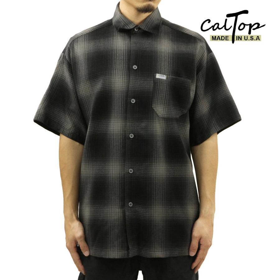 【ボーナスストア 誰でも+5% 8/7 0:00〜8/9 23:59】 キャルトップ メンズ 半袖シャツ 正規品 CALTOP CALTOP ACRYLIC OMBRE CHECK SHORT SLEEVE SHIRTS BLAC0 | 