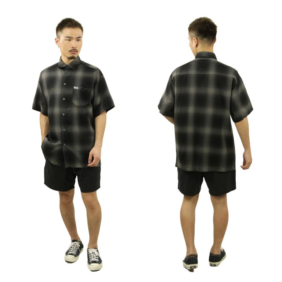 【ボーナスストア 誰でも+5% 8/7 0:00〜8/9 23:59】 キャルトップ メンズ 半袖シャツ 正規品 CALTOP CALTOP ACRYLIC OMBRE CHECK SHORT SLEEVE SHIRTS BLAC0 |  | 10