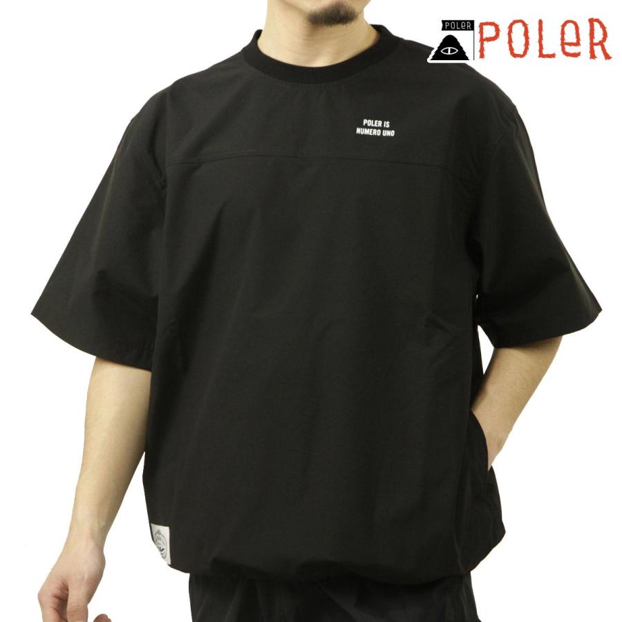 ポーラー メンズ 半袖Tシャツ 正規販売店 POLER クルーネック ナイロン バックプリント STRETCH RIP BAGGY S/S SHORT SLEEVE TEE DC 251MCV0034-BLK BLACK | POLeR