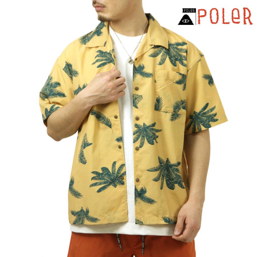 ポーラー メンズ 開襟シャツ 正規販売店 POLER 半袖シャツ アロハシャツ SHIRRING NYLON SHIRT DC 241MCV0033-BEG BEIGE | POLeR