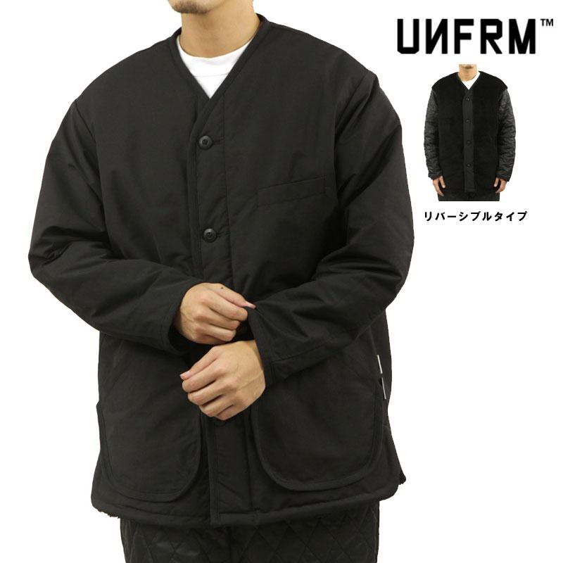 ユニフォーム アウトドア スタンダード メンズ 正規販売店 UNFRM OUTDOOR STANDARD COTTON/POLYESTER REVERSIBLE NO COLLAR CARDIGAN JACKET AW-8124-BK1